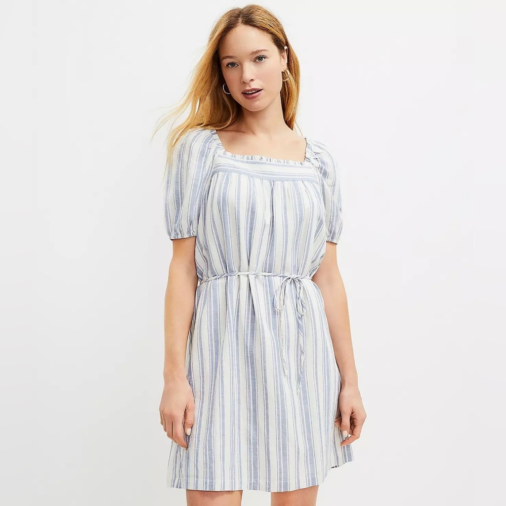 Loft | Striped Square Neck Shift Dress